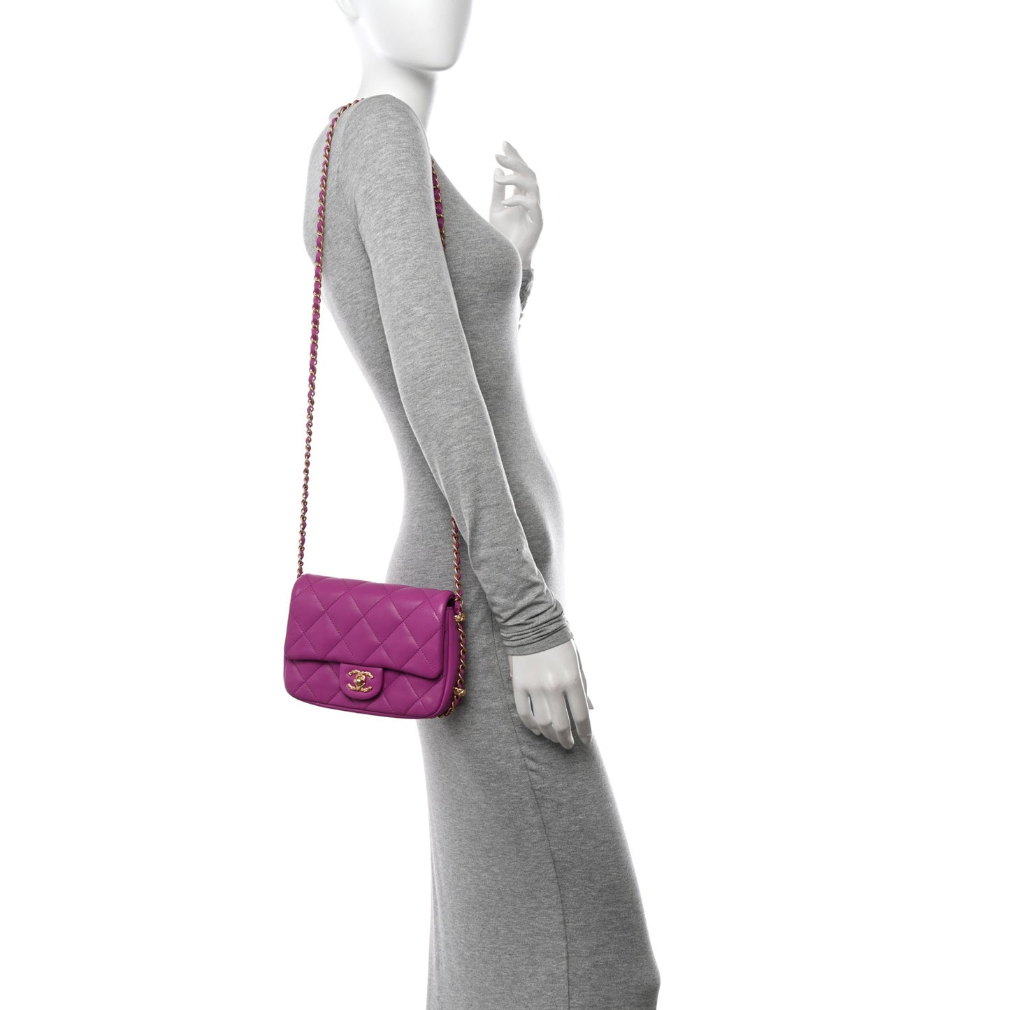 Lambskin Quilted CC Small Dynasty Flap Purple