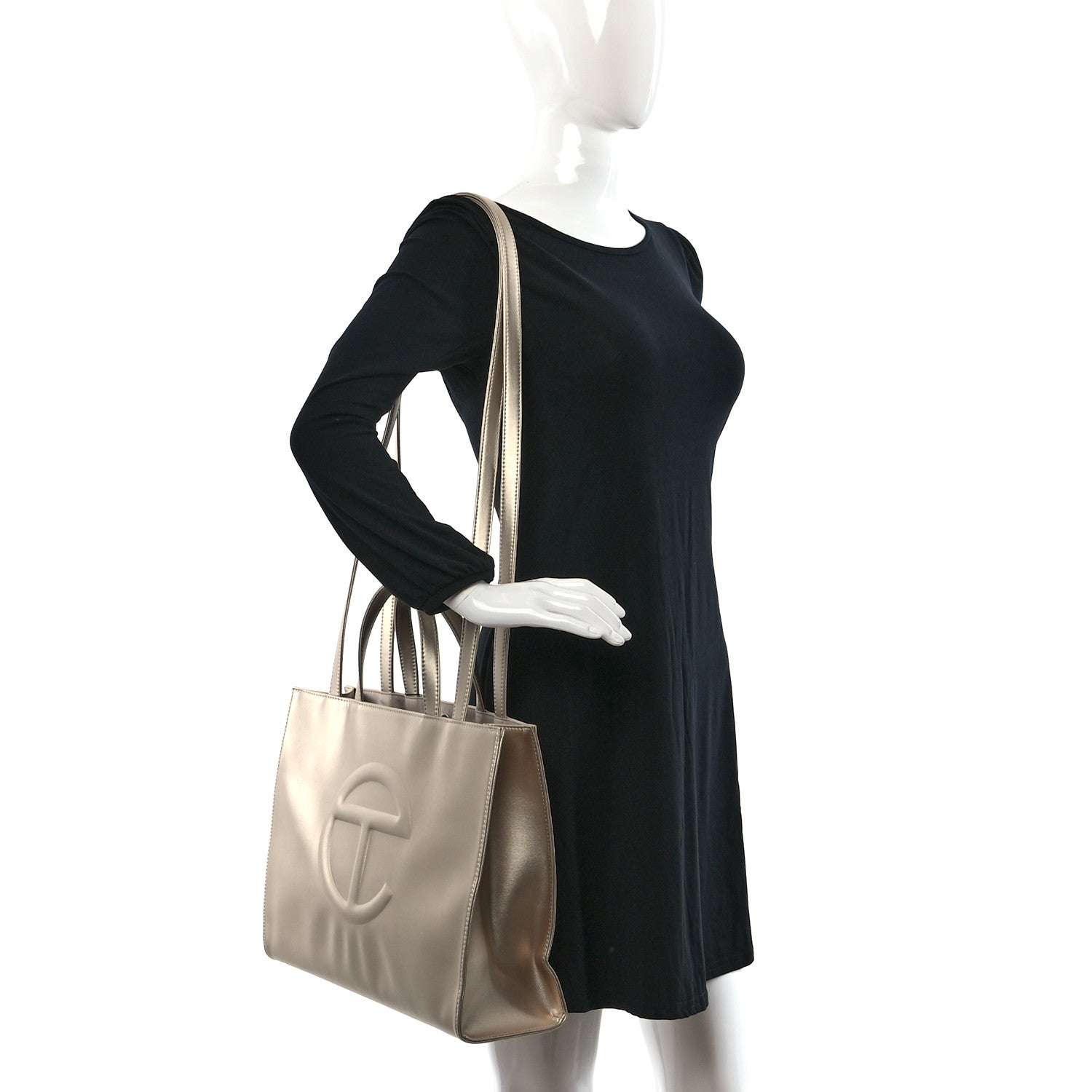 Telfar Metallic Vegan Leather Medium Shopping Bag Gold 2 of 8