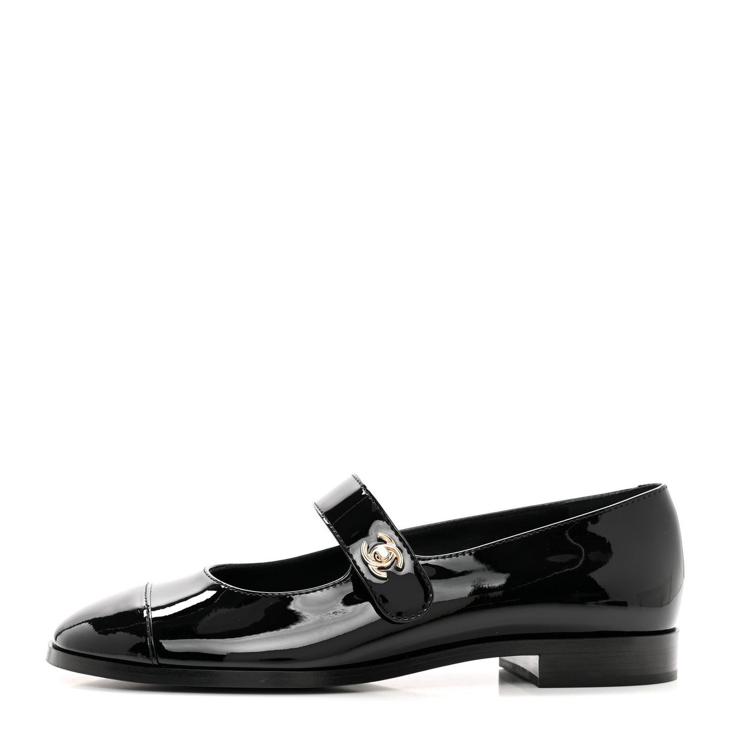 Patent Calfskin Mary Janes Flats 38.5 Black