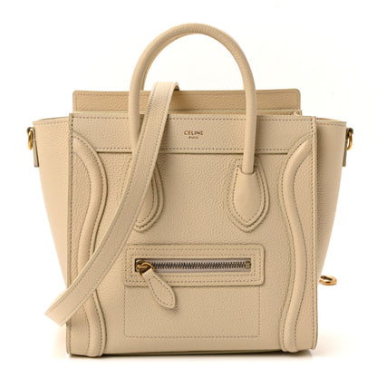 Celine Drummed Calfskin Nano Luggage Ivory 1 of 10