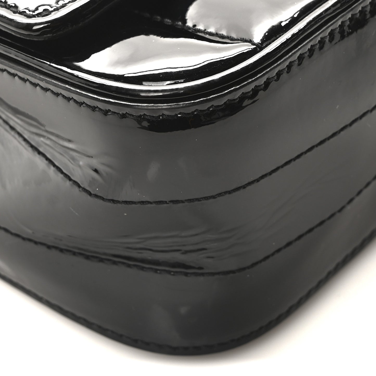 Patent Calfskin Matelasse Monogram Small Vicky Chain Bag Black