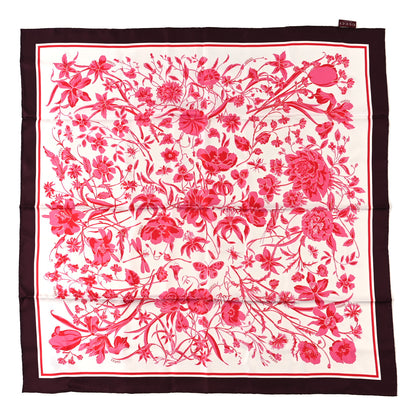 Gucci Silk Floral Print Square Scarf Ivory Burgundy 1 of 4