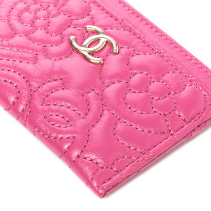 Chanel Lambskin Camellia Embossed Card Holder Fuchsia 4 of 9