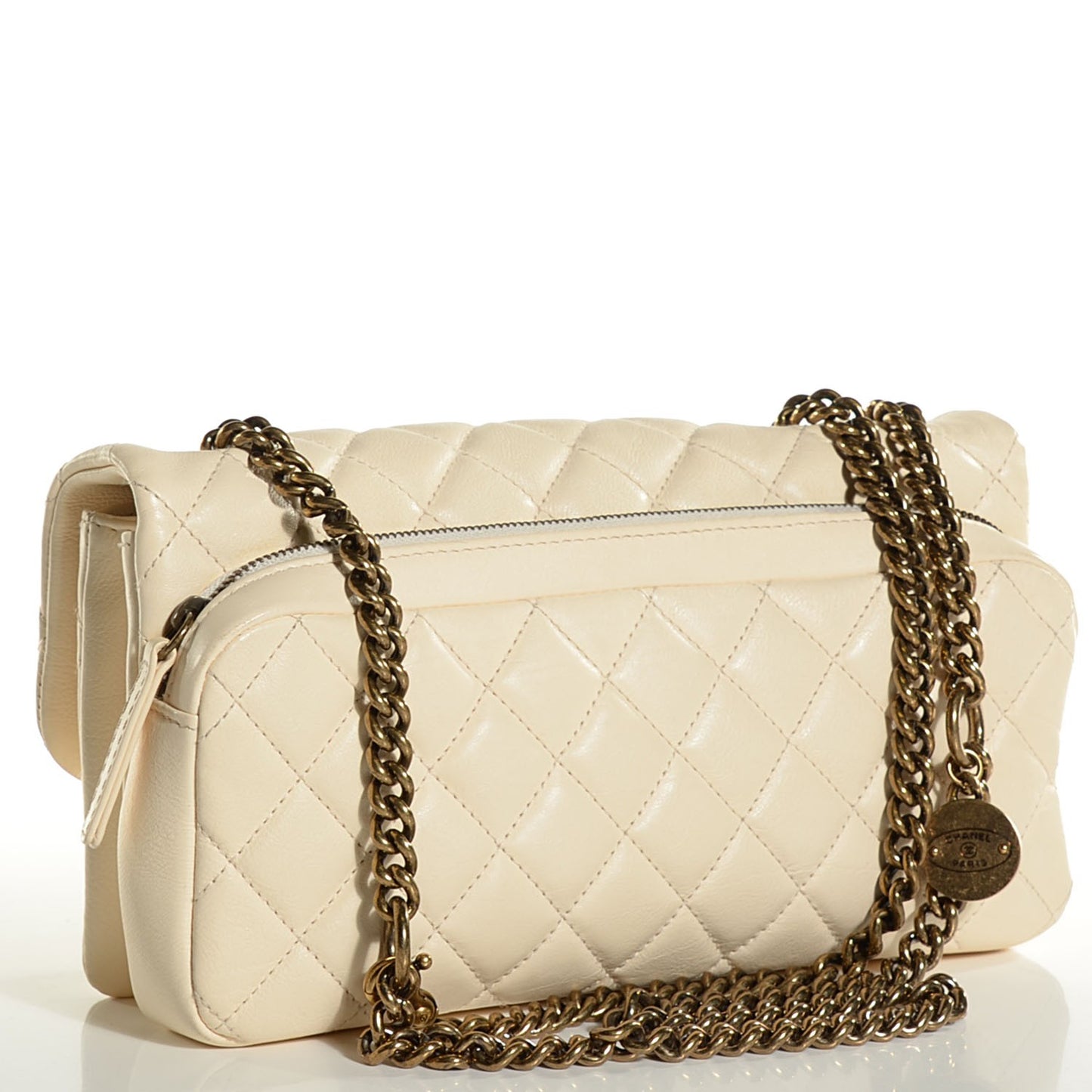 Calfskin CC Crown Medium Flap Dark White