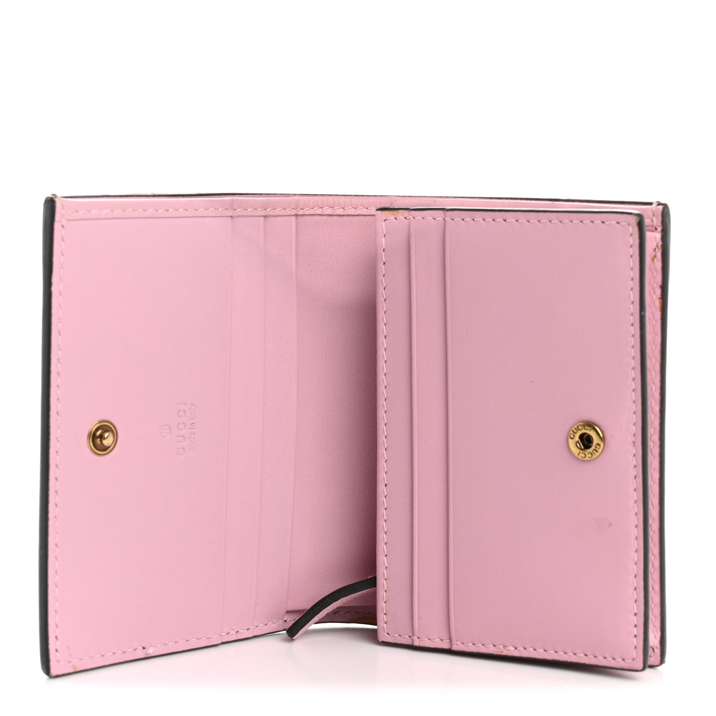 Calfskin Queen Margaret Card Case Wallet Sugar Pink Hibiscus Red Mystic White