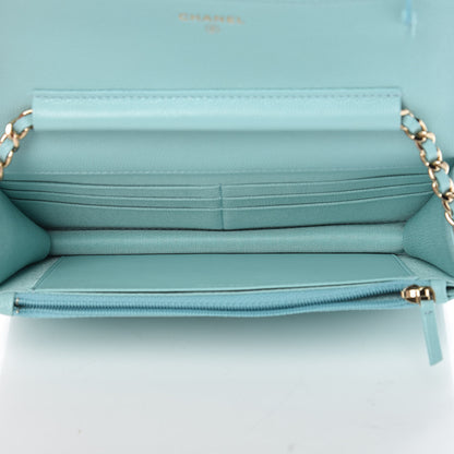 Chanel Caviar Quilted Wallet On Chain WOC Light Blue 5 of 11