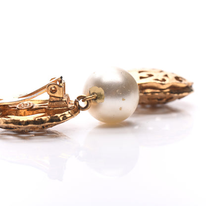 Chanel Pearl CC Clip On Drop Earrings Gold 5 of 6