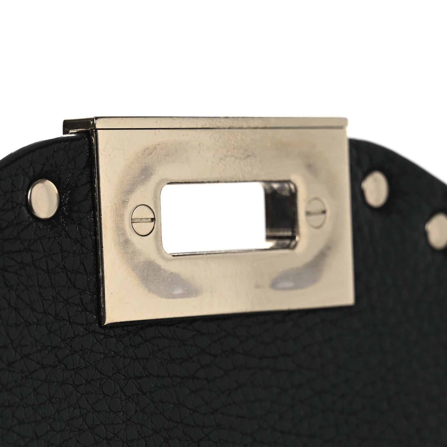 Pebbled Calfskin Medium Rockstud Flap Saddle Bag Black