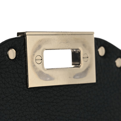 Valentino Garavani Pebbled Calfskin Medium Rockstud Flap Saddle Bag Black 14 of 15