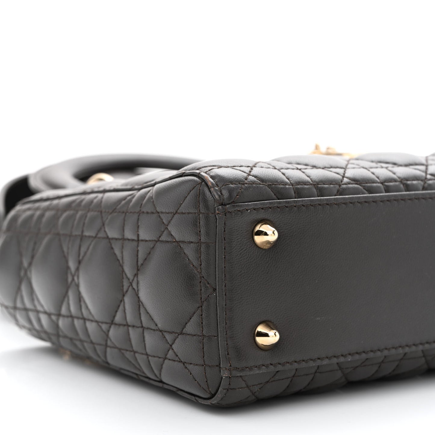Lambskin Cannage Small Lucky Badges My Lady Dior Dark Grey