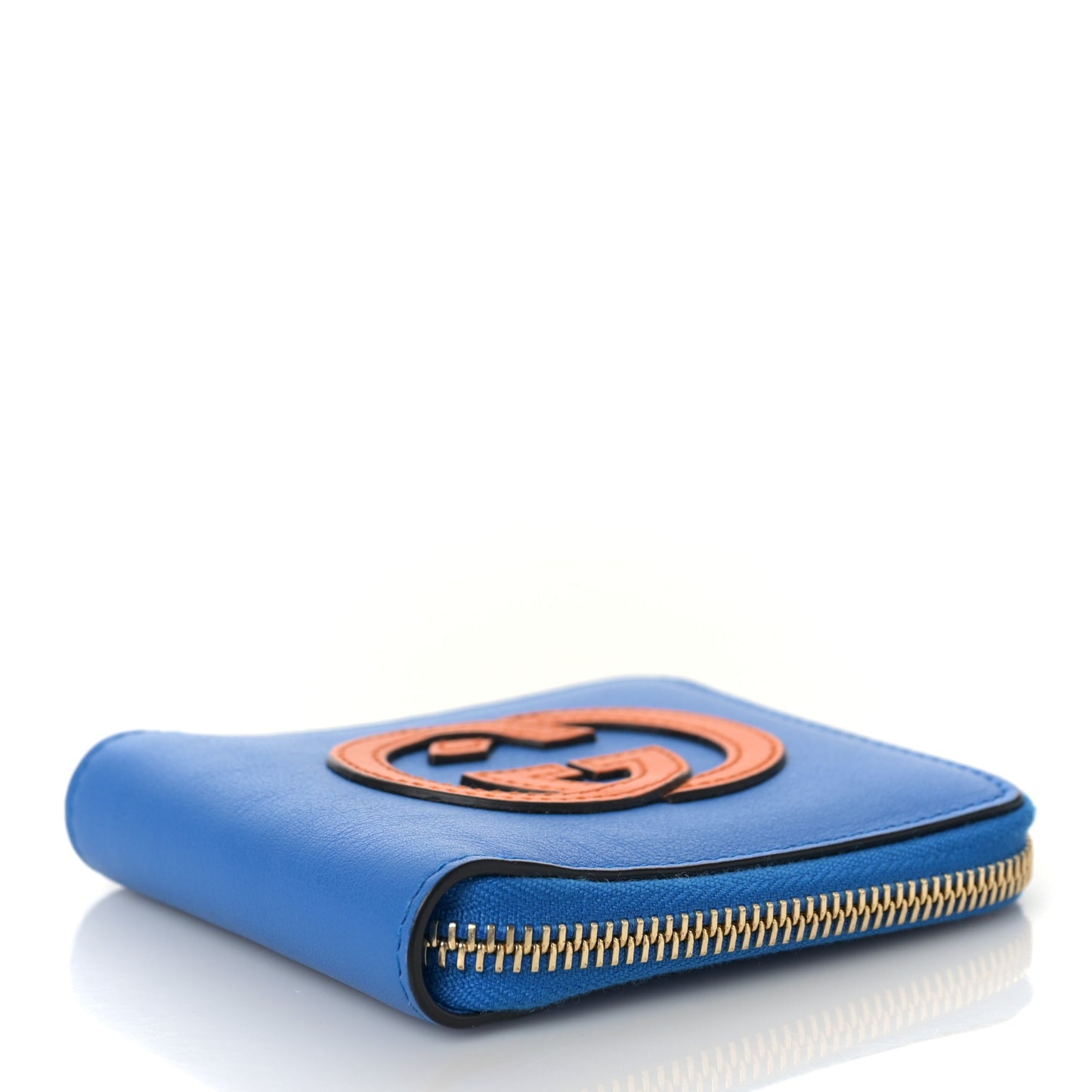 Vitello Eclipse Interlocking G Zip Around Card Case Wallet Bright Splash Carrot Orange