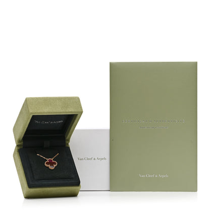 Van Cleef & Arpels 18K Yellow Gold Pink Enamel Vintage Alhambra Pendant Necklace 7 of 7