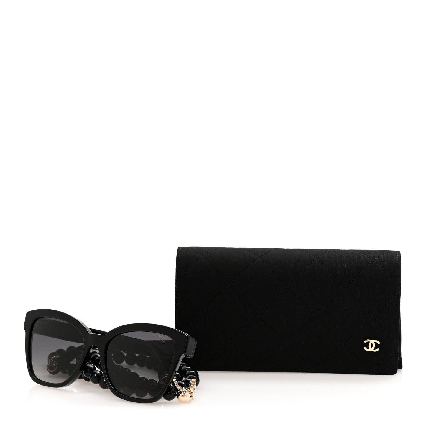 Acetate Chain Square Sunglasses 5487-A Black
