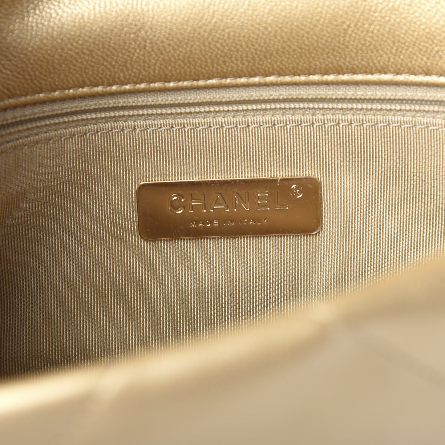 Metallic Goatskin Quilted Medium 19 Flap Gold
