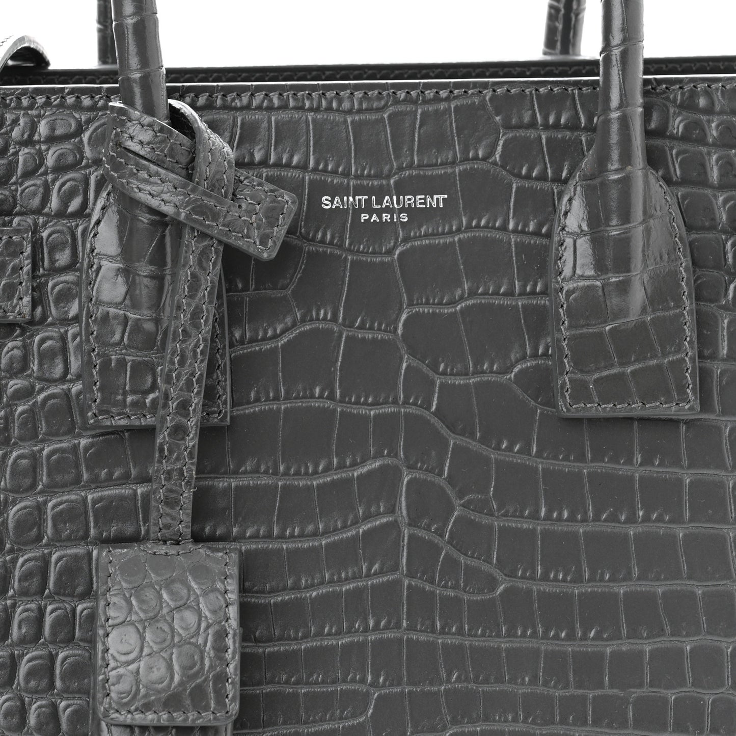 Calfskin Crocodile Embossed Baby Sac De Jour Earth