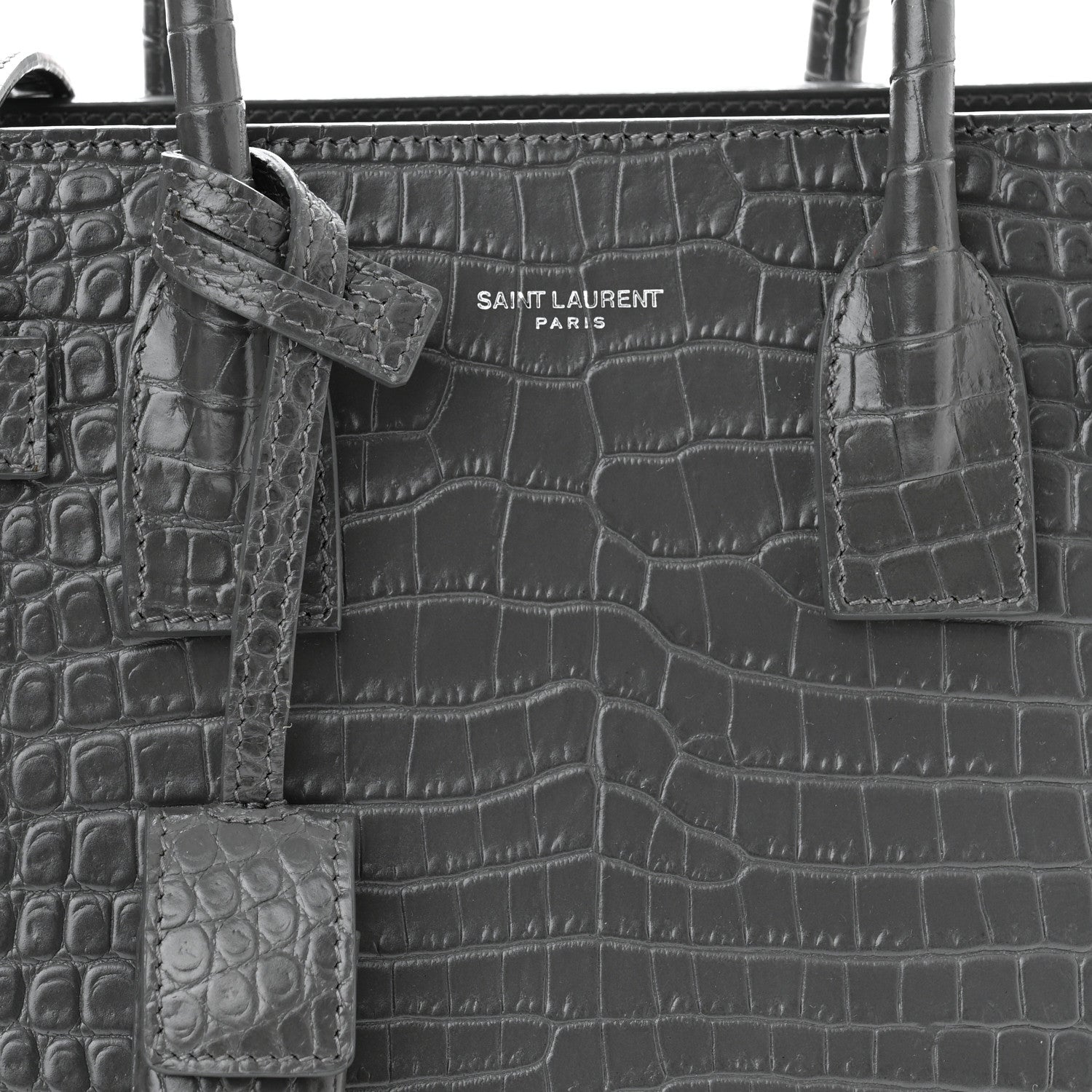 Saint Laurent Calfskin Crocodile Embossed Baby Sac De Jour Earth 8 of 11