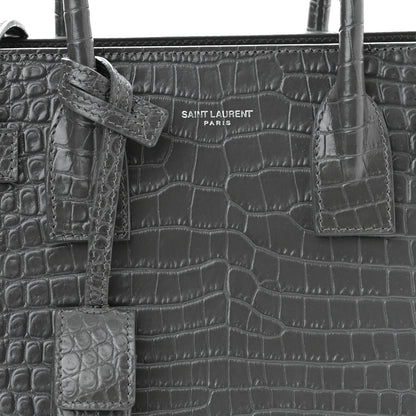 Saint Laurent Calfskin Crocodile Embossed Baby Sac De Jour Earth 8 of 11