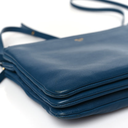 Celine Lambskin Small Trio Crossbody Metallic Blue 9 of 11