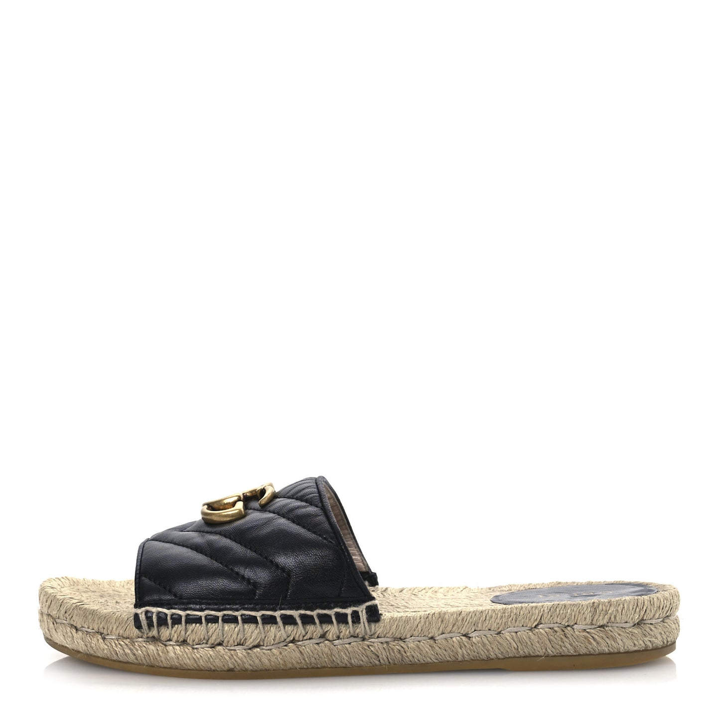 Nappa Matelasse GG Marmont Espadrille Slide Sandals 38 Black
