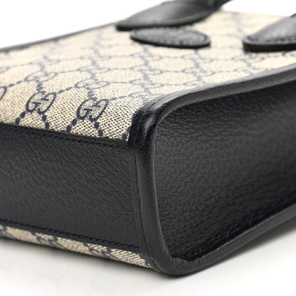 Gucci GG Supreme Monogram Textured Dollar Calfskin Mini Retro Interlocking G Tote Bag Beige Blue 8 of 8