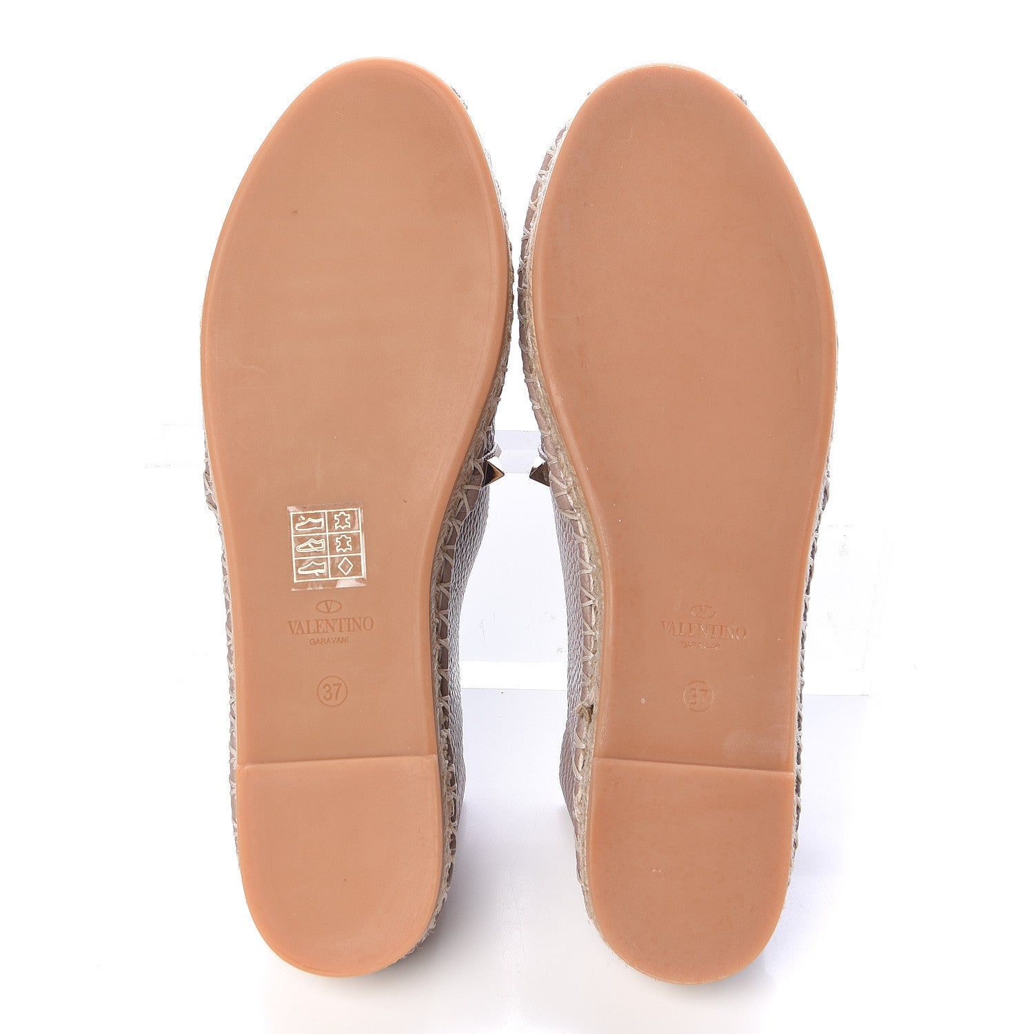 Valentino Garavani Pebbled Calfskin Rockstud Espadrilles 37 Poudre 5 of 9