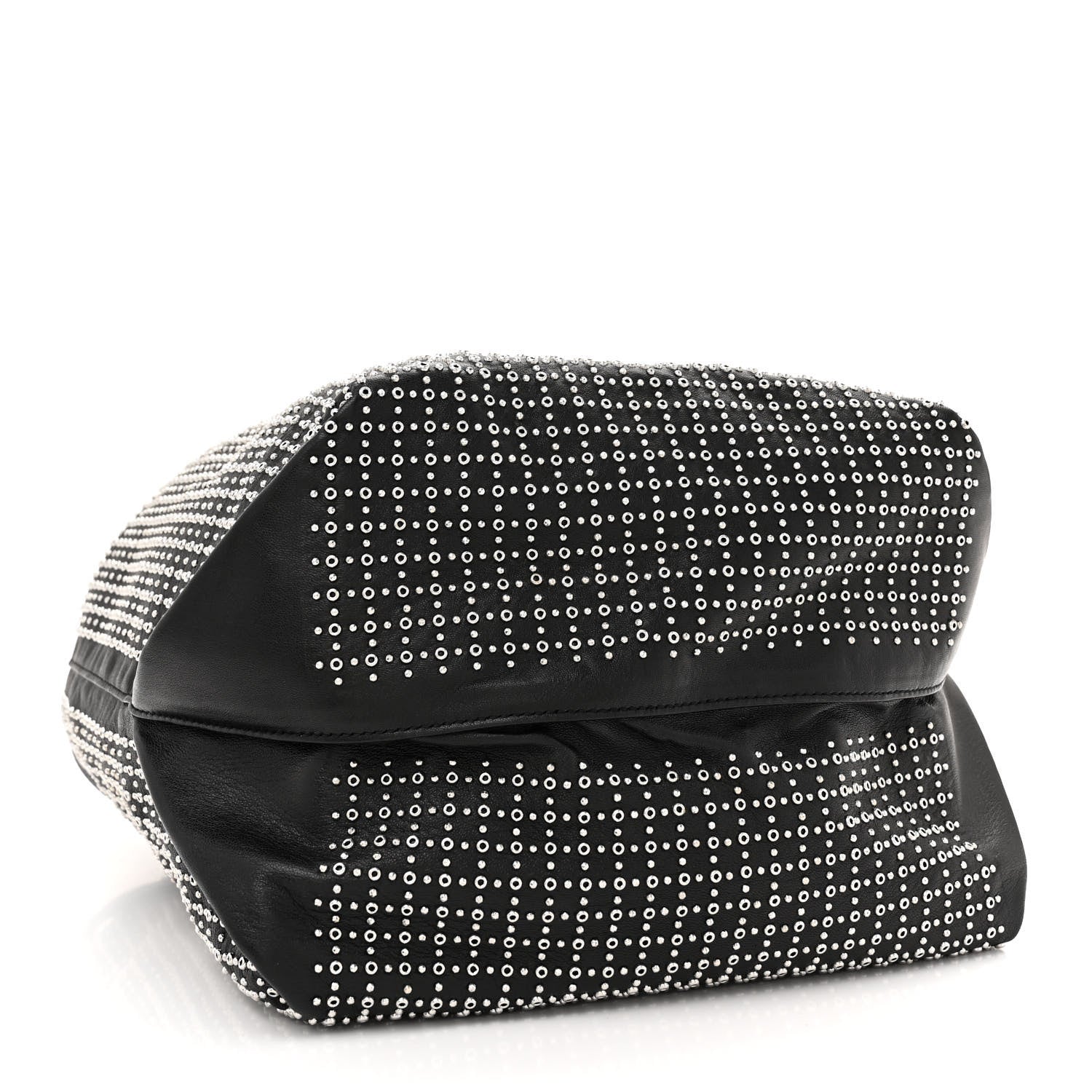 Saint Laurent Lambskin Studded Drawstring Bag Black 4 of 10