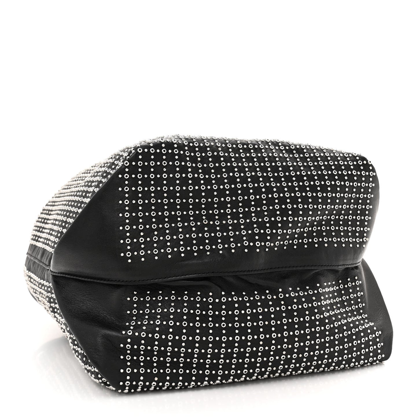 Lambskin Studded Drawstring Bag Black