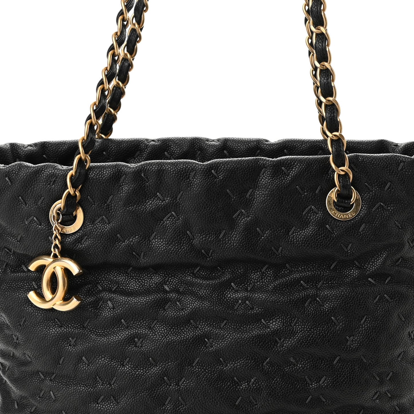 Caviar Stitched Tote Black