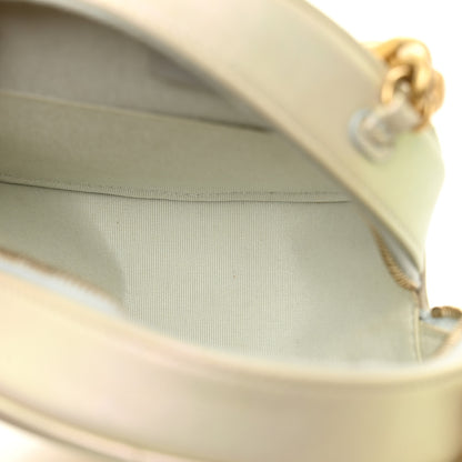 Chanel Iridescent Calfskin Quilted Chanel 19 Round Clutch With Chain White 5 of 10