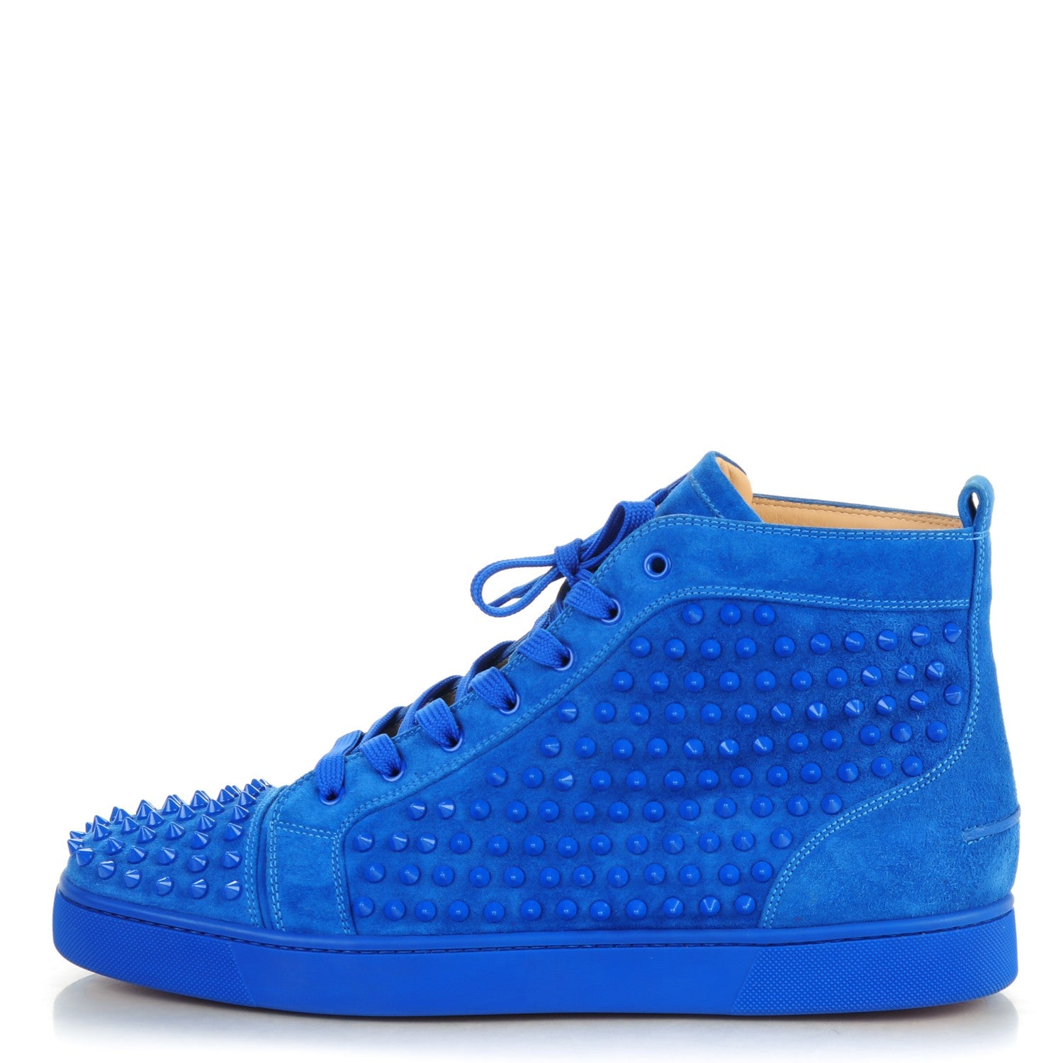 Christian Louboutin Mens Suede Louis Spikes Flat Sneakers 47 Electric Blue 1 of 6
