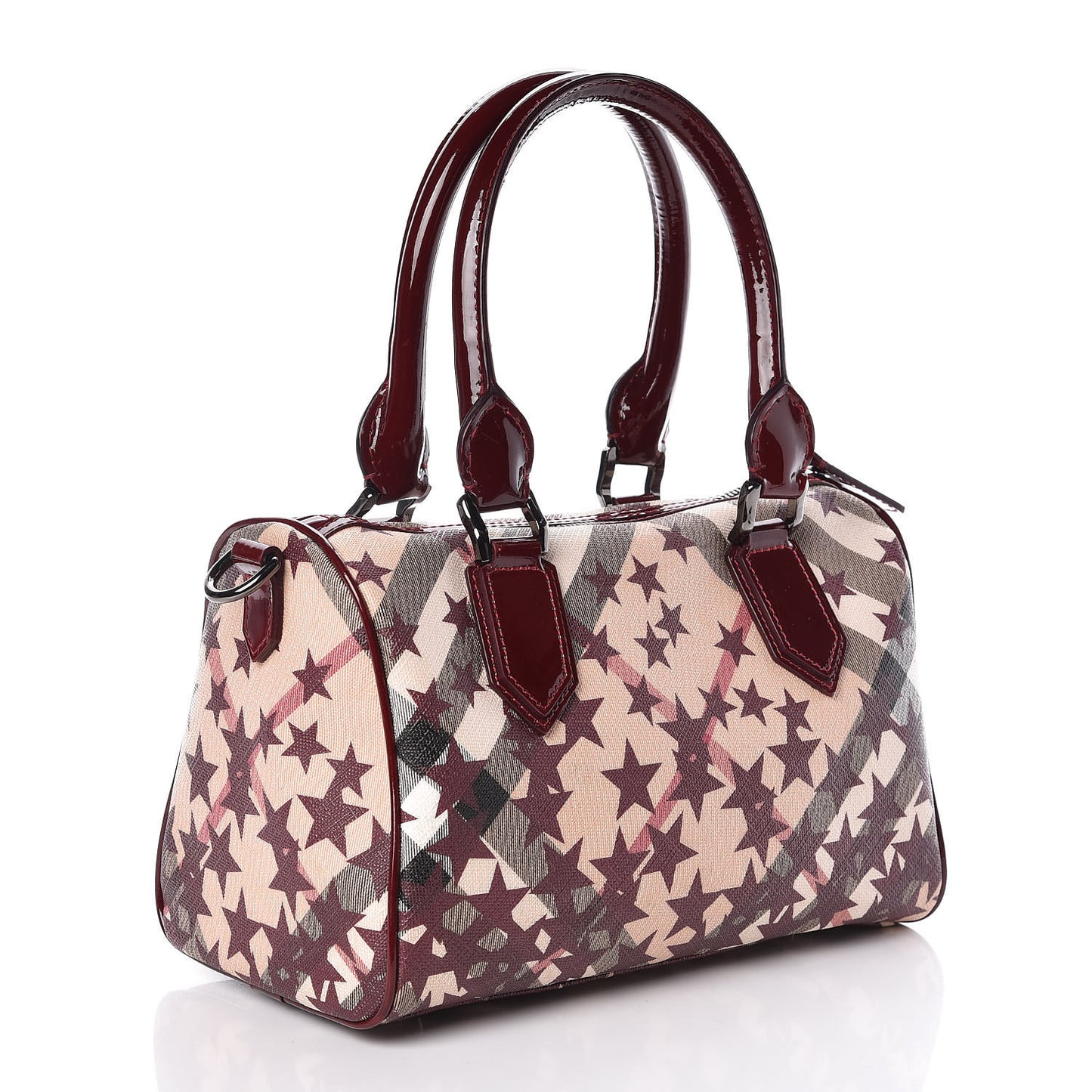 Patent Supernova Check Stars Small Chester Bowling Bag Berry Red