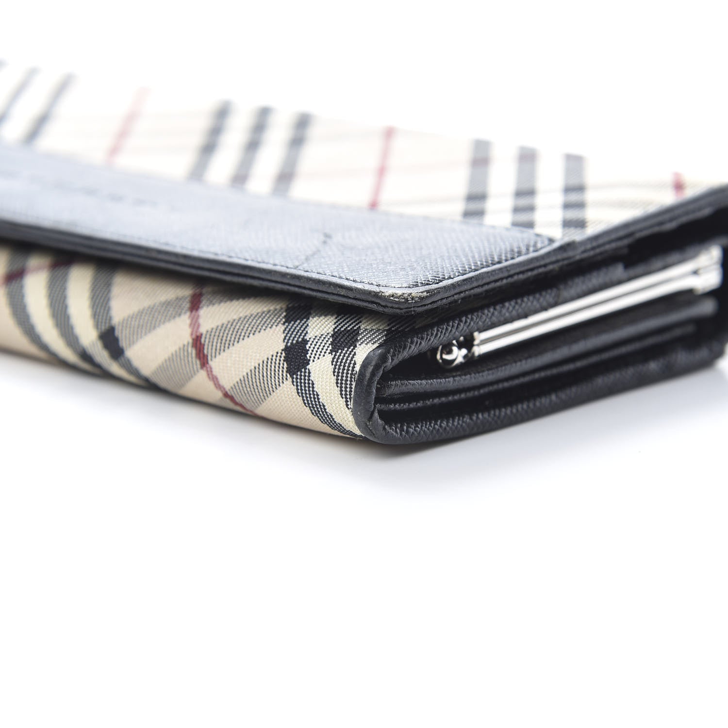Burberry Calfskin House Check Continental Flap Wallet Black 11 of 17