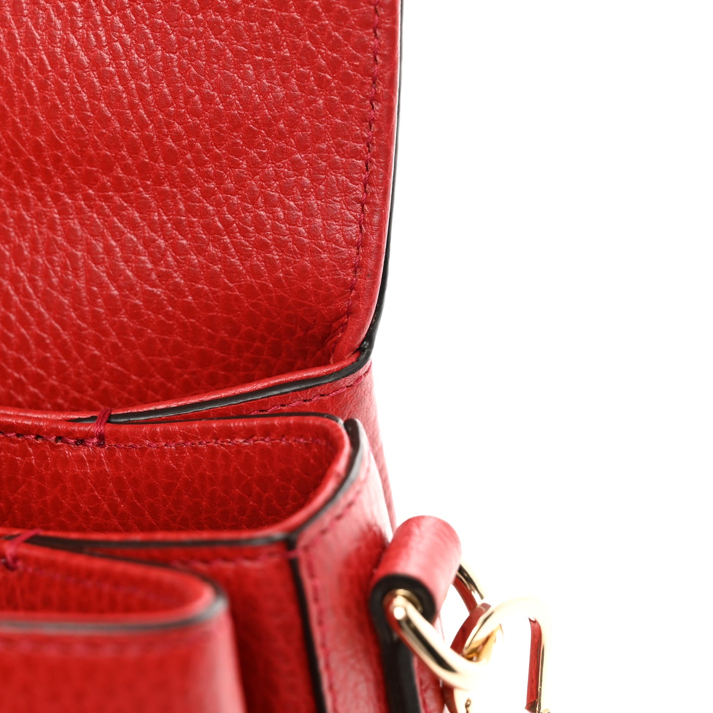 Dollar Calfskin Interlocking G Top Handle Shoulder Bag Red