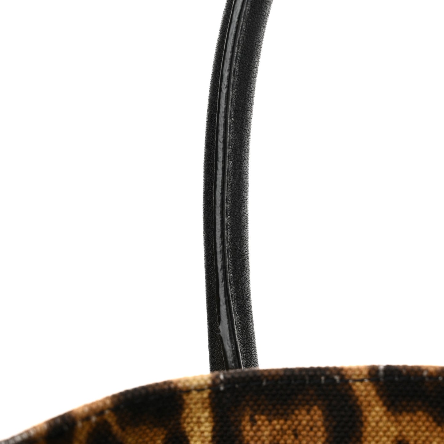 Canvas Calfskin Leopard Print Rive Gauche Noe Tote Natural Black