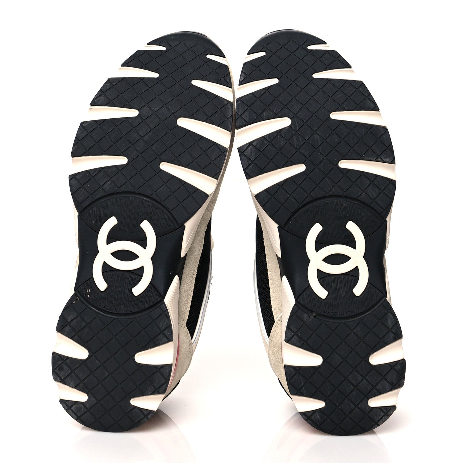 Chanel Mesh Suede Calfskin Womens CC Sneakers 38 White Black Pink 5 of 10
