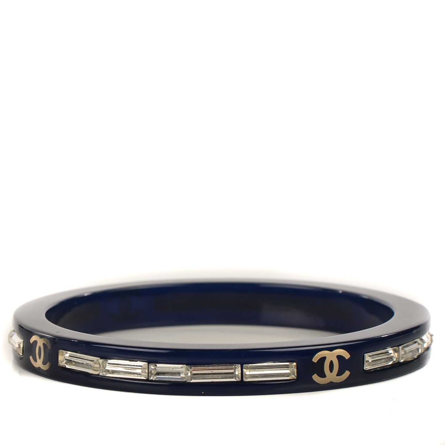 Resin Crystal Baguette CC Bangle Dark Blue