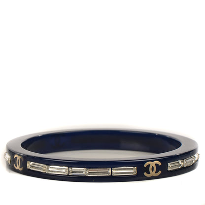 Chanel Resin Crystal Baguette CC Bangle Dark Blue 4 of 6