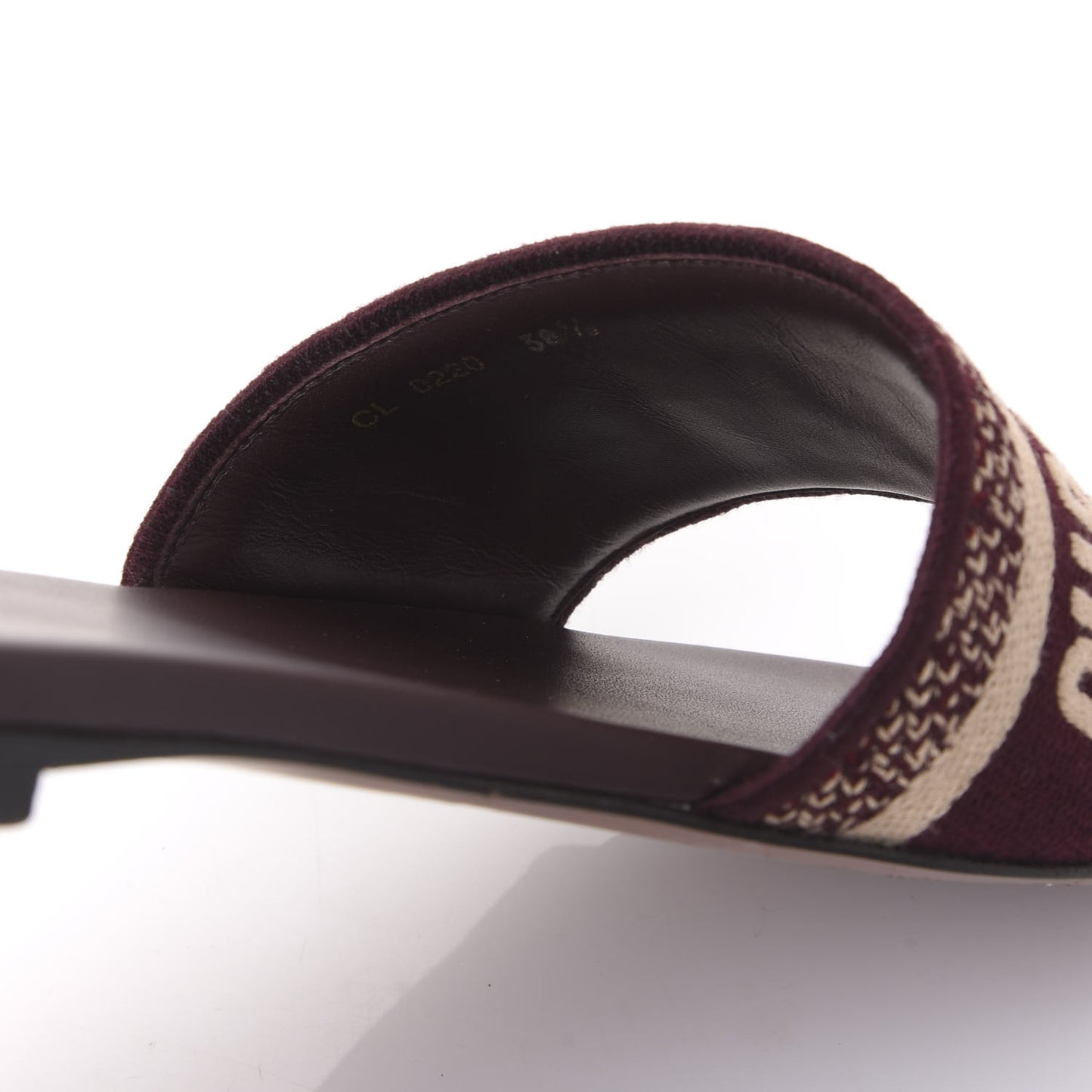 Canvas Embroidered Dway Flat Slide Sandals 38.5 Deep Amaranth