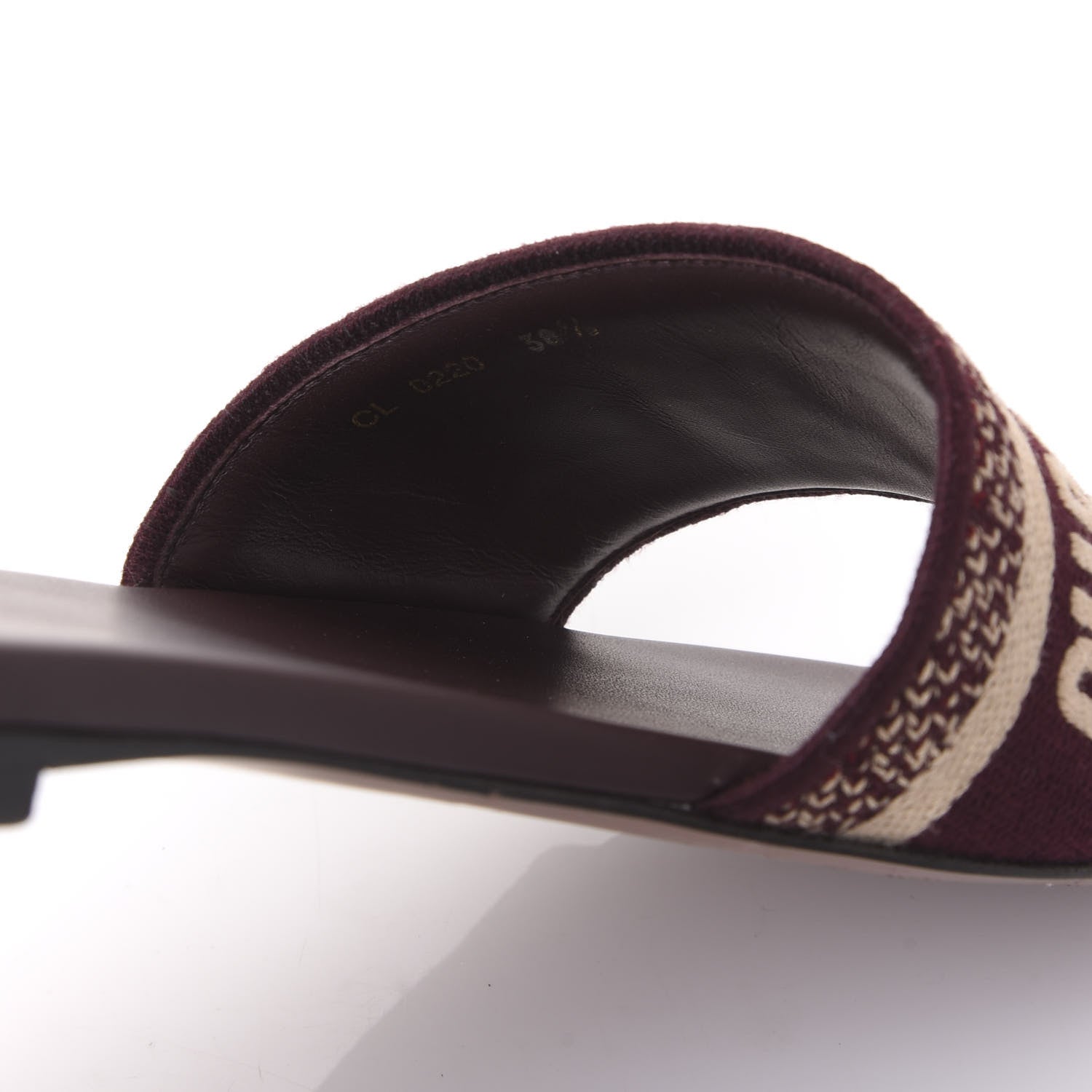 Christian Dior Canvas Embroidered Dway Flat Slide Sandals 38.5 Deep Amaranth 8 of 9