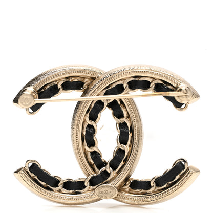 Chanel Lambskin Crystal Vintage Allure CC Chain Brooch Black Gold 4 of 6