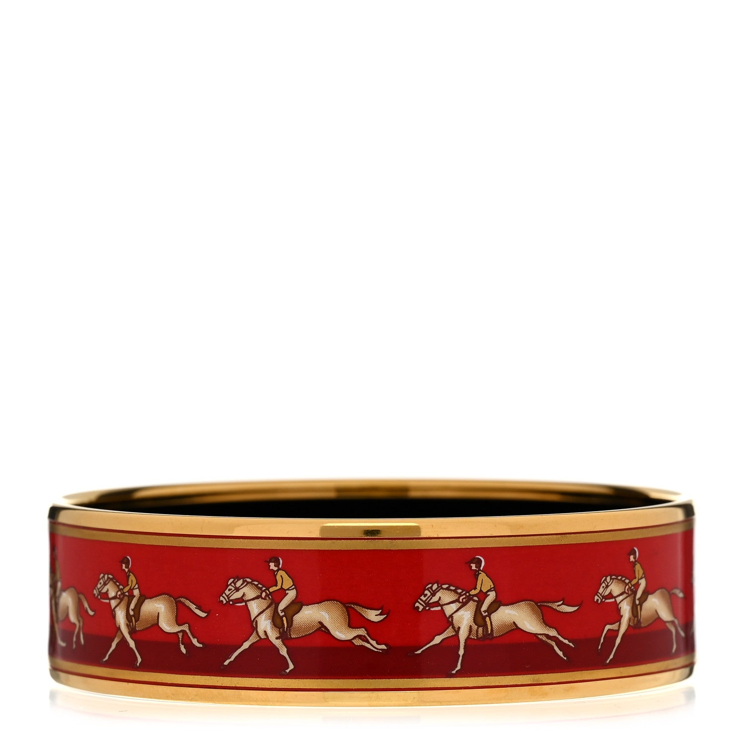 Hermes Enamel Printed Wide Bracelet 70 Red 1 of 5