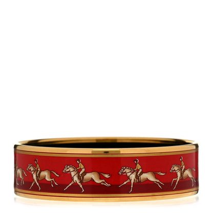 Hermes Enamel Printed Wide Bracelet 70 Red 1 of 5