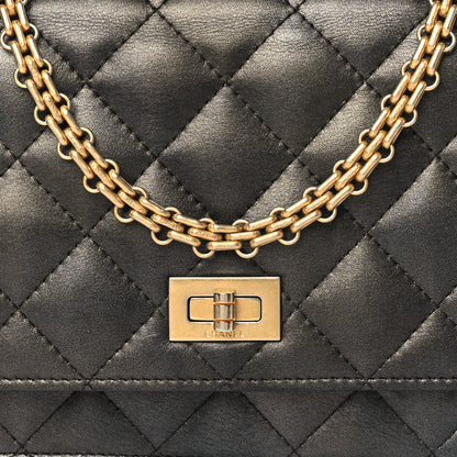 Chanel Metallic Calfskin Quilted 2.55 Reissue Wallet On Chain WOC Grey 8 of 10
