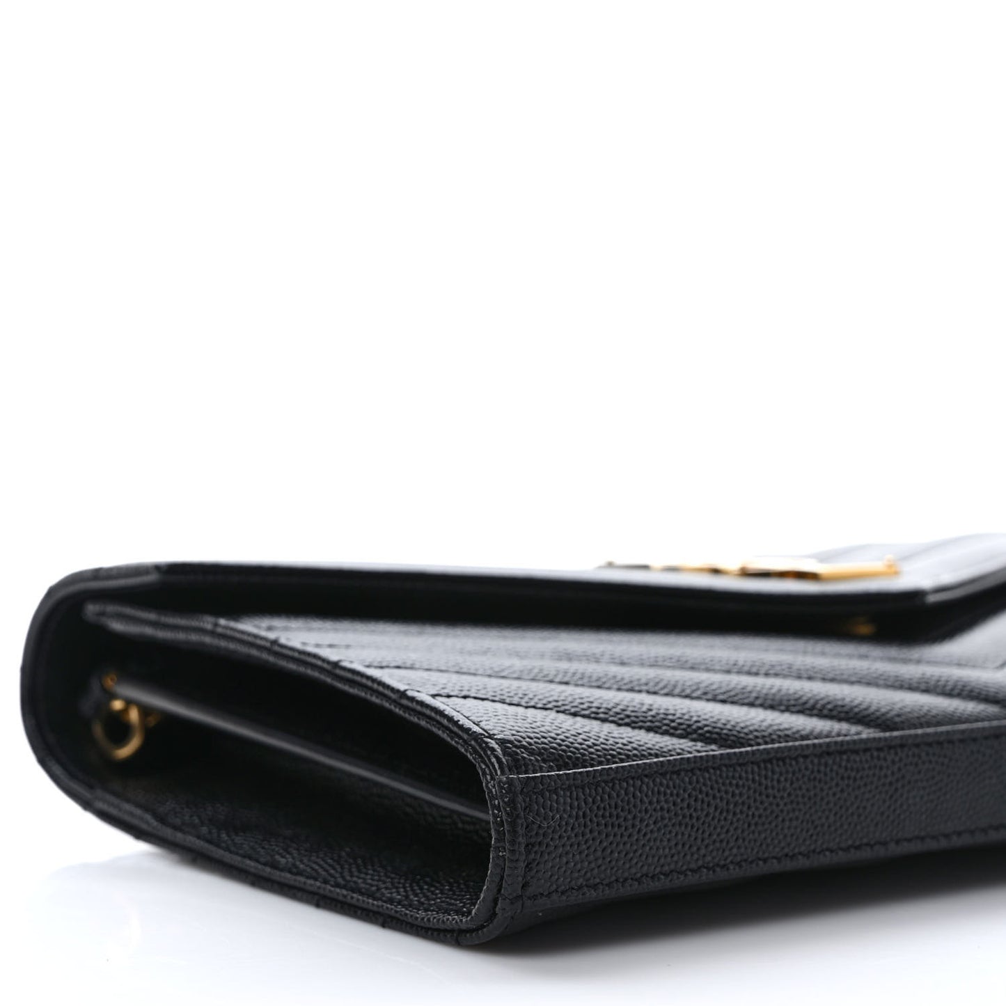 Grain De Poudre Matelasse Chevron Monogram Chain Wallet Black