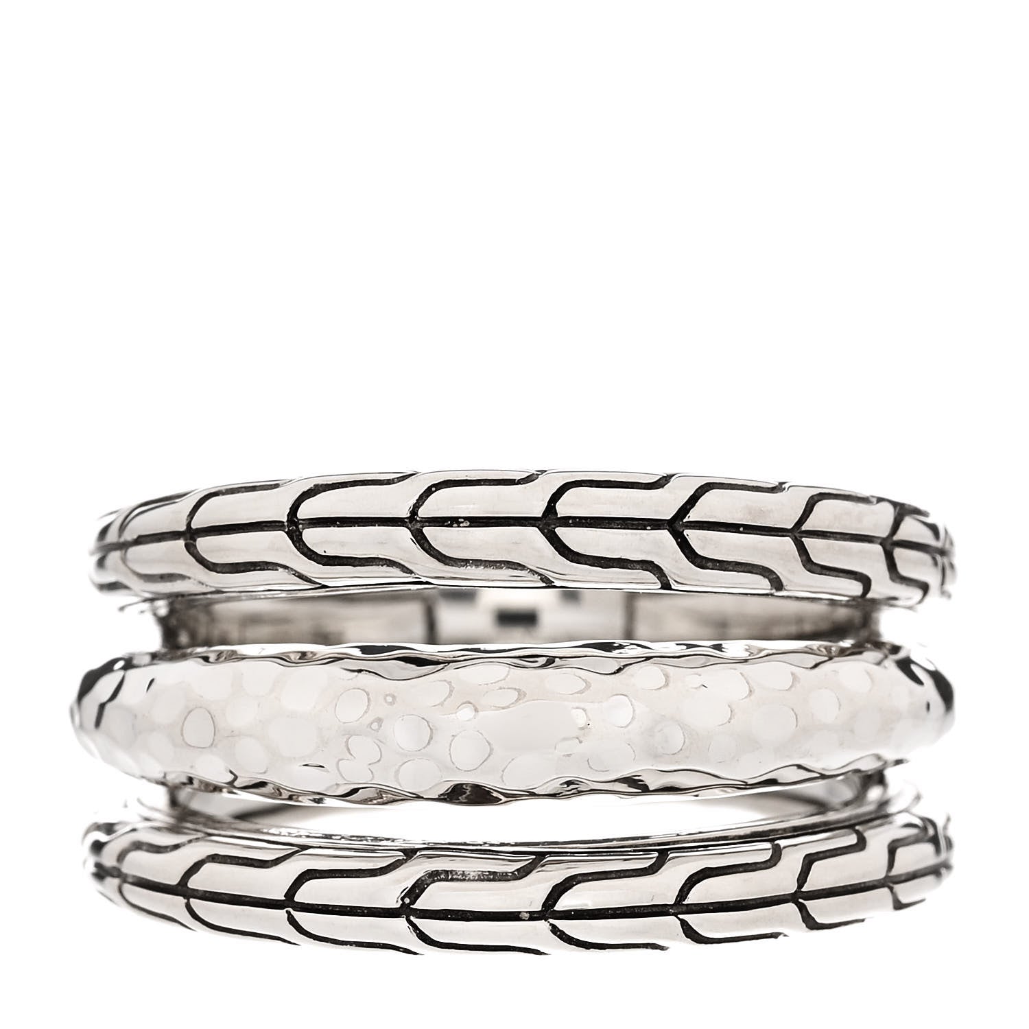 John Hardy Sterling Silver Classic Chain Hammered 3-Row Ring 54 7 1 of 6