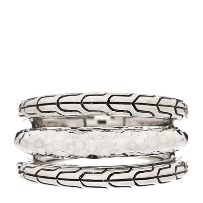 John Hardy Sterling Silver Classic Chain Hammered 3-Row Ring 54 7 1 of 6