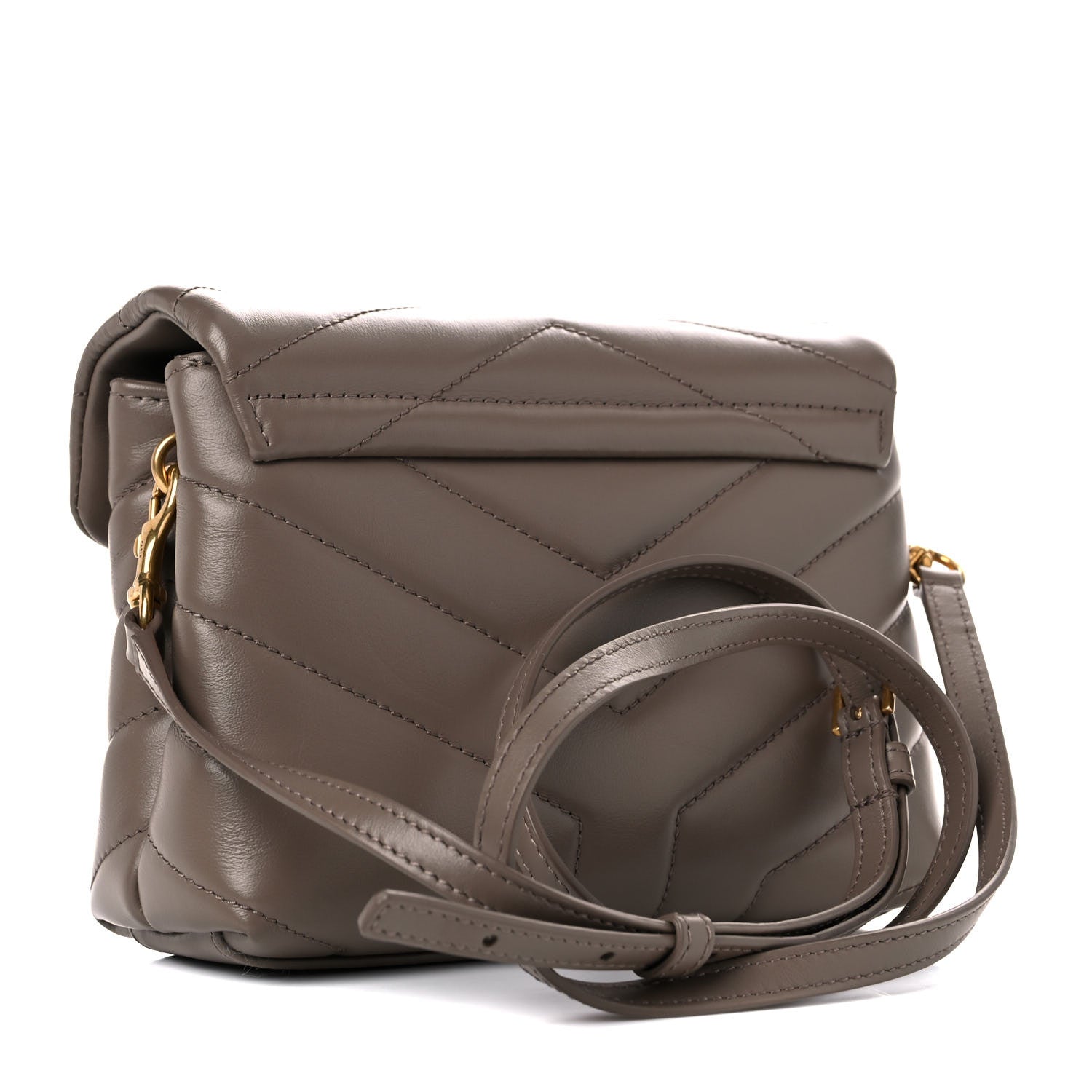 Saint Laurent Calfskin Y Quilted Monogram Toy Loulou Crossbody Bag Taupe 3 of 10