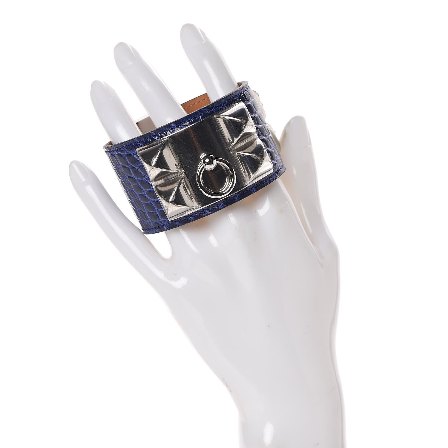 Hermes Shiny Alligator Collier De Chien CDC Bracelet T2 Bleu Electrique 2 of 4