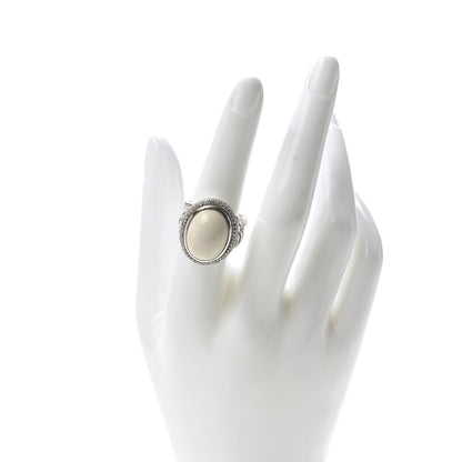 David Yurman Sterling Silver Diamond White Agate Signature Oval Ring 53 6.5 2 of 5