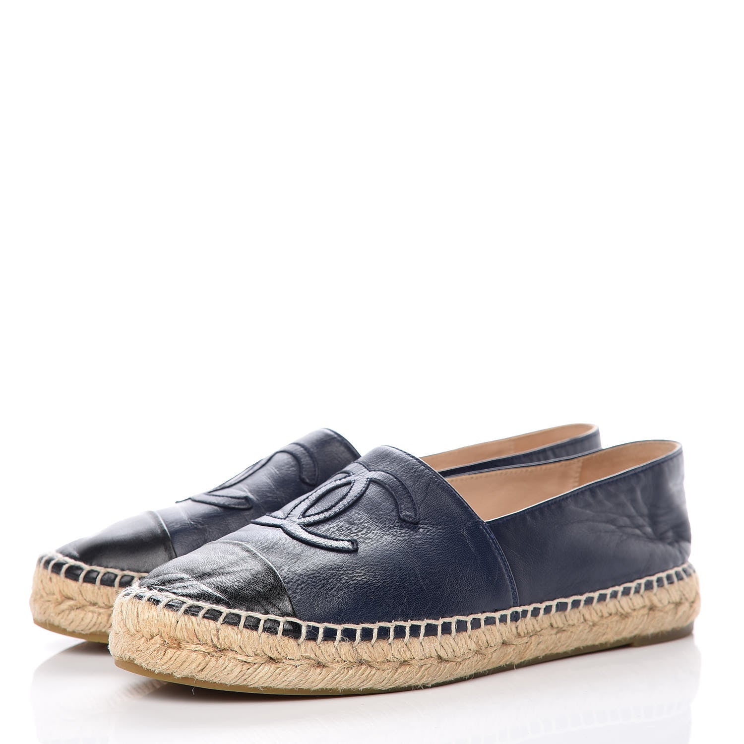 Chanel Lambskin CC Espadrilles 38 Navy Black 3 of 11
